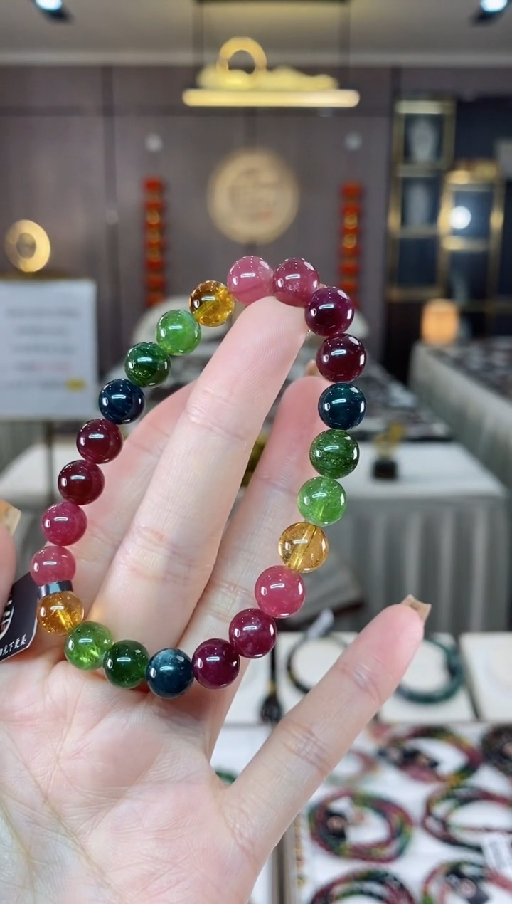 【闪购商品】碧玺单圈手串8mm+未镶嵌一物一证dan