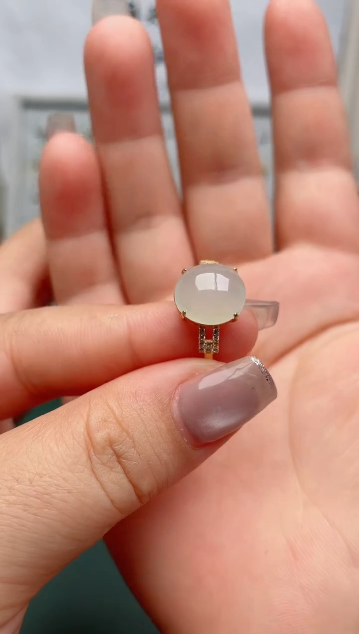 翡翠戒指银S925镶嵌.