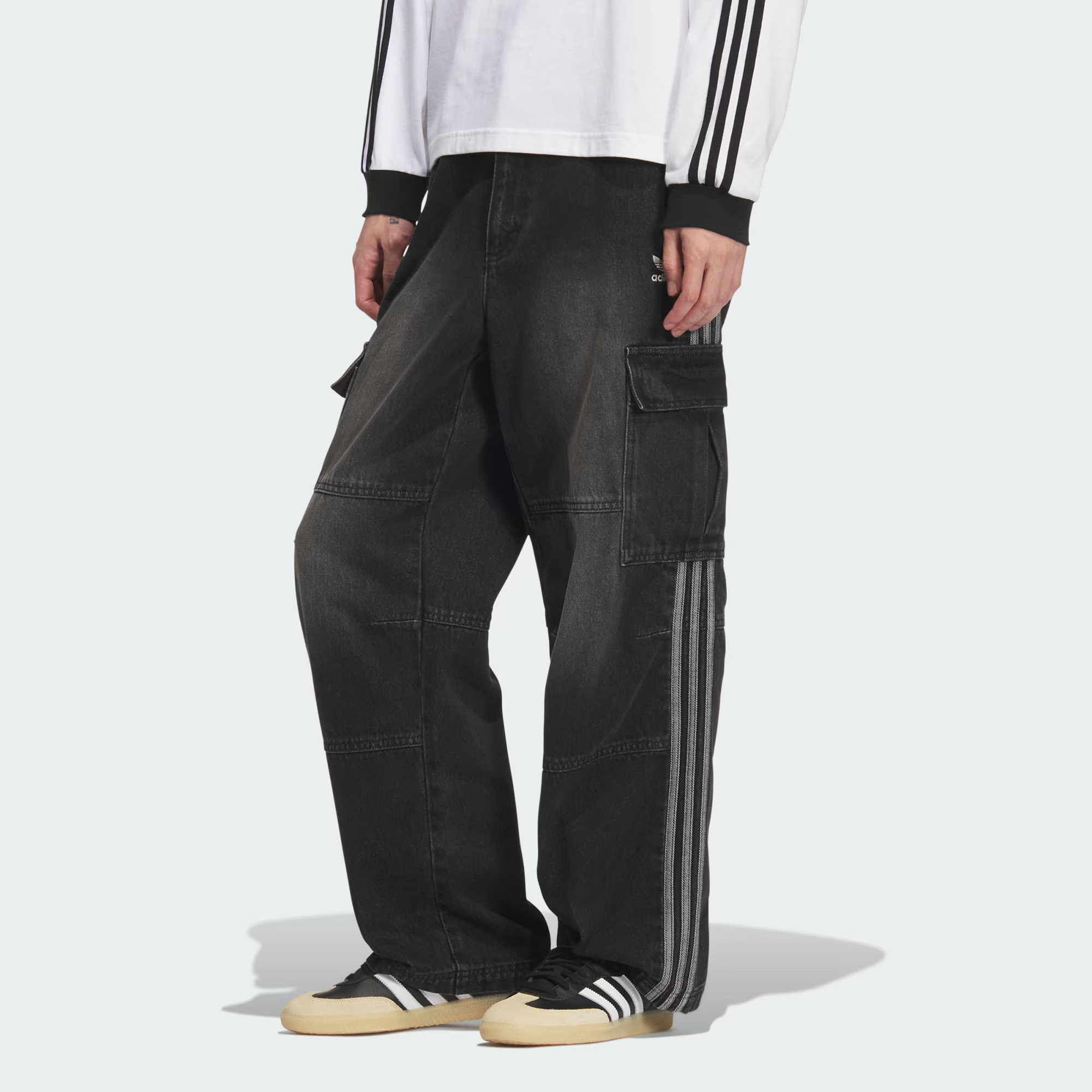 adidas/阿迪达斯三叶草男子纯棉复古水洗宽松直筒运动长裤-KS5978