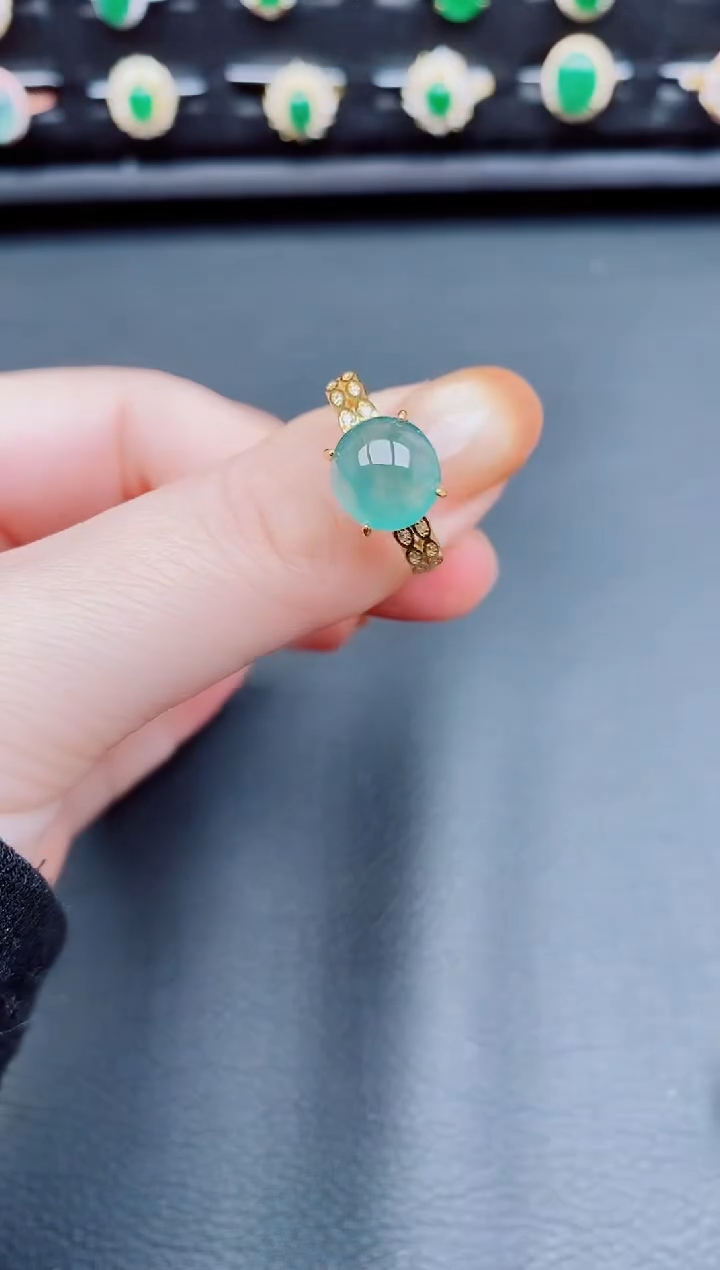 【闪购商品】翡翠戒指银S925镶嵌天然a货翡翠18