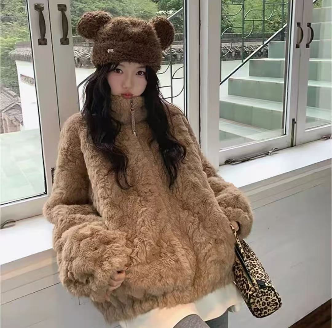 【暮光琥珀】定制拉链毛毛外套毛毛一体冬季加厚保暖外套