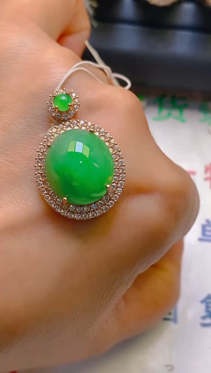 【闪购商品】翡翠耳饰银S925镶嵌天然A货翡翠1