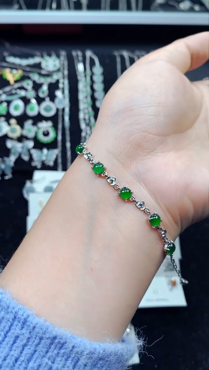 【闪购商品】翡翠手链银S925镶嵌8029