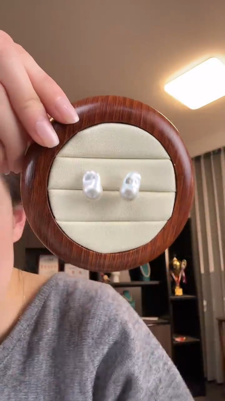 银S925镶嵌耳饰淡水珍珠G020