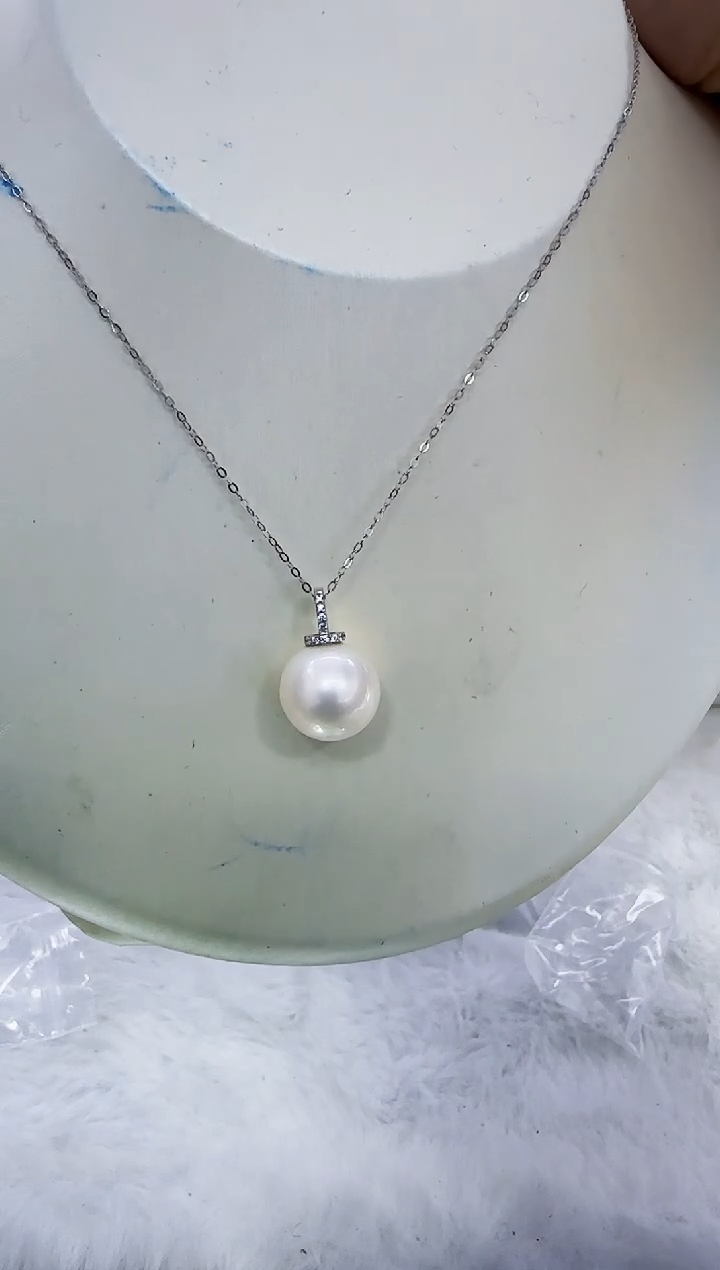 18K金镶嵌海水珍珠DA海水澳白吊坠12-13 y445