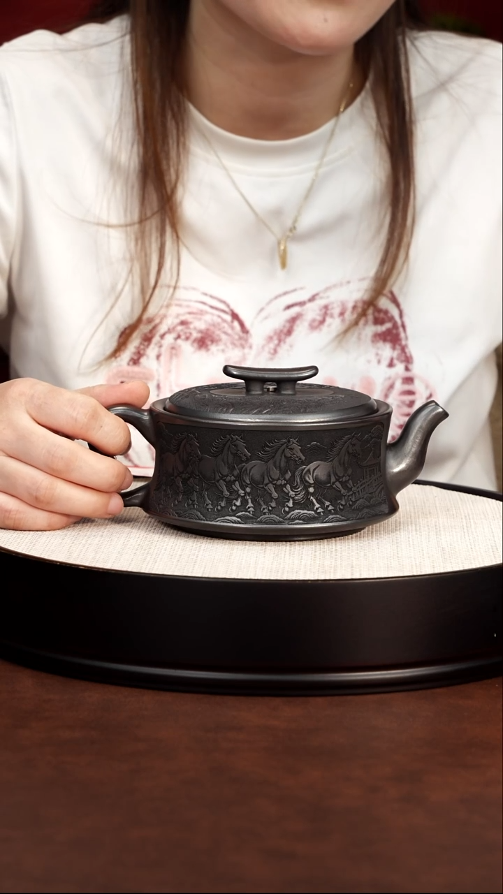 茶壶紫砂石黄 金马玉堂