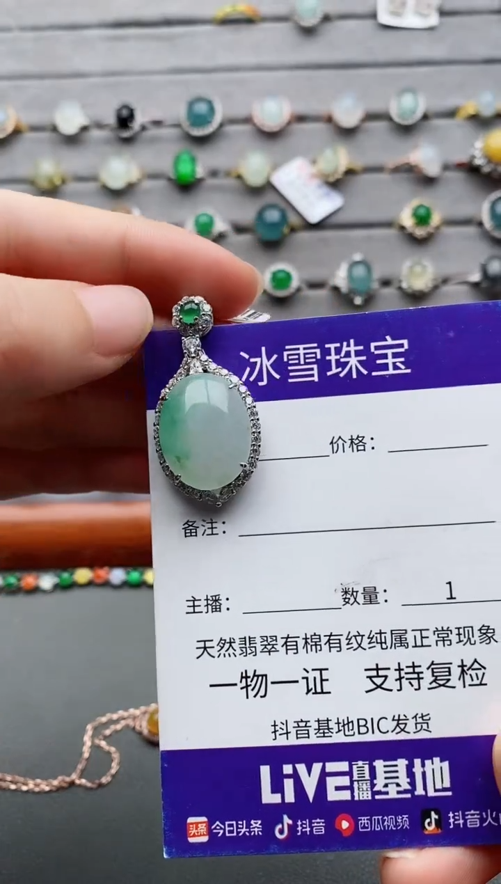 【闪购商品】翡翠颈饰银S925镶嵌一物一证