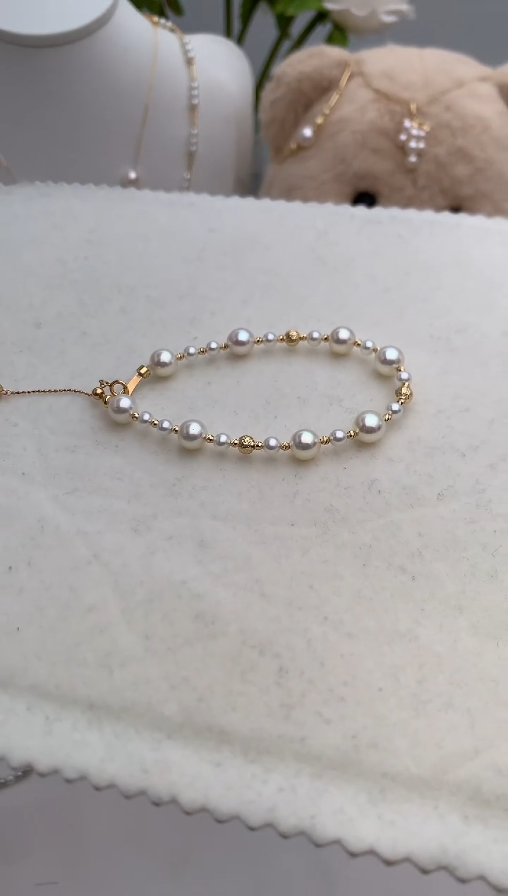 【闪购商品】海水珍珠手绳18K金镶嵌特选设计款手链