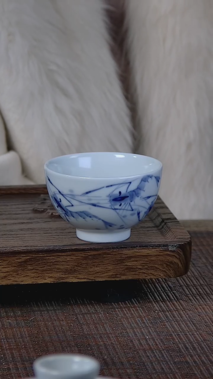 【闪购商品】折葵非器手工手绘虾趣鸡心杯