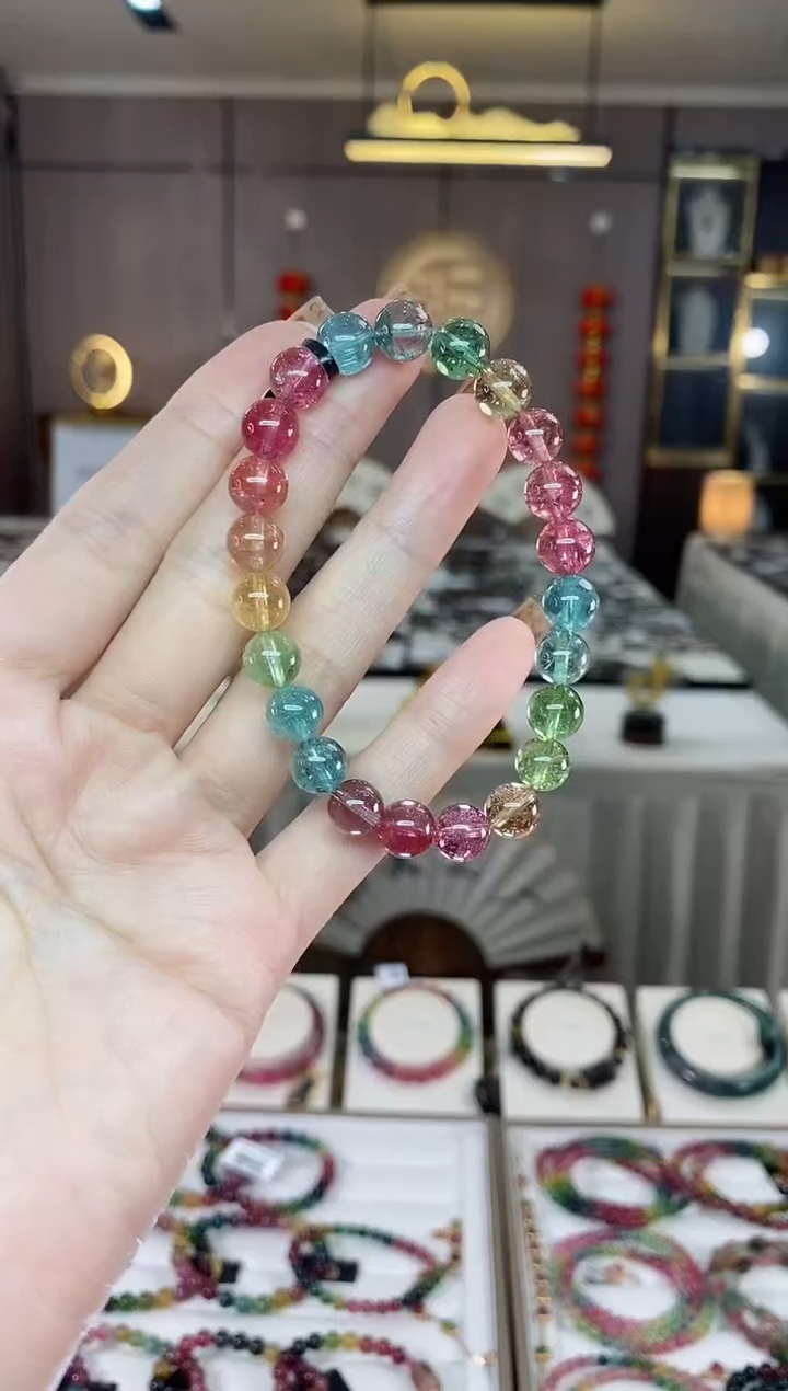 【闪购商品】碧玺收藏级单圈手串8mm+未镶嵌一物一证dan