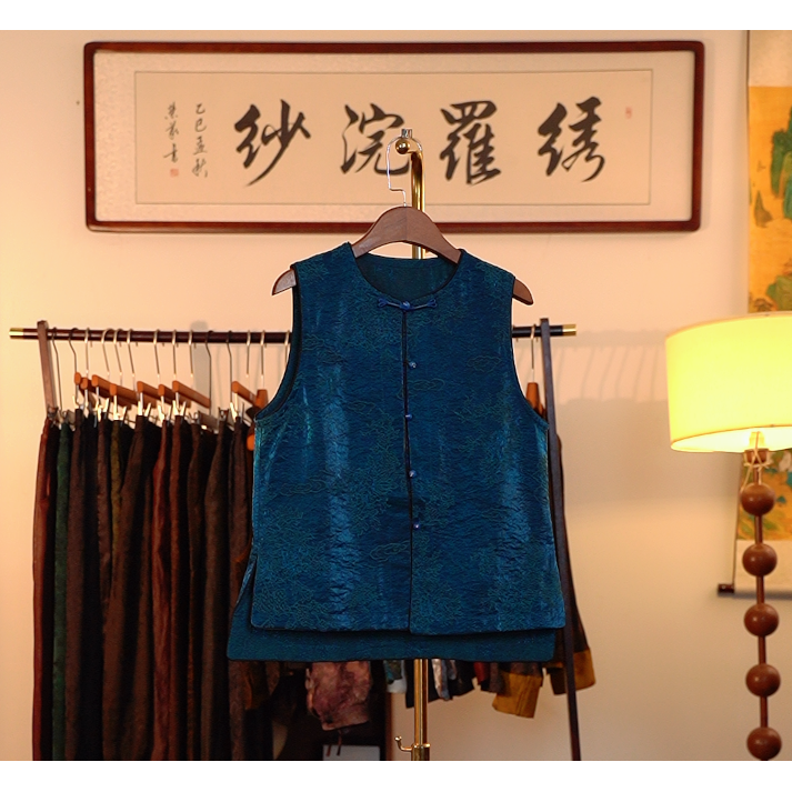 【云想佐老板-候霞染茜】中式重工香云纱马甲4968