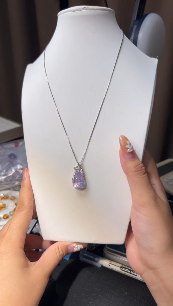 吊坠(赠链)银S925镶嵌水晶七**子紫玉晶吊坠