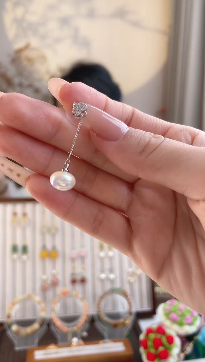 铜合金925银无枫叶珠珠耳钉