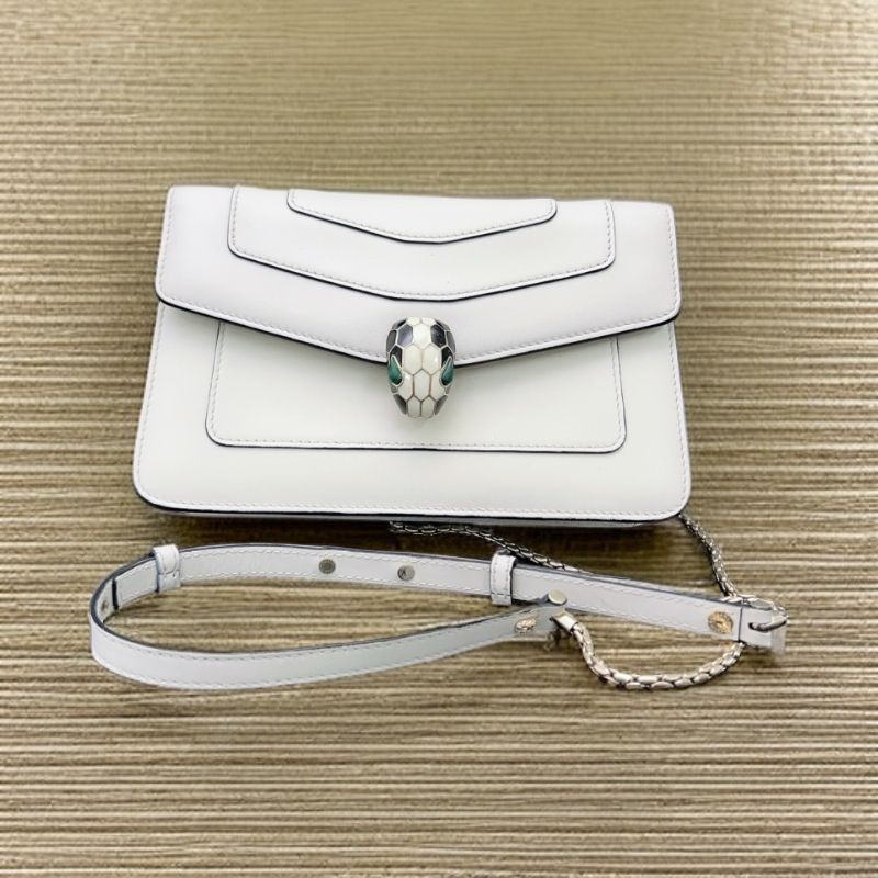 95新 BVLGARI/宝格丽   白色蛇头链条包 1811 6379 