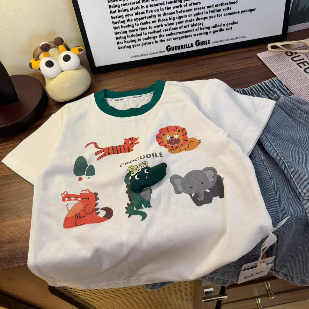 YM【JMJQ 25681】夏季中小童韩版亲肤卡通数码印花短袖体恤