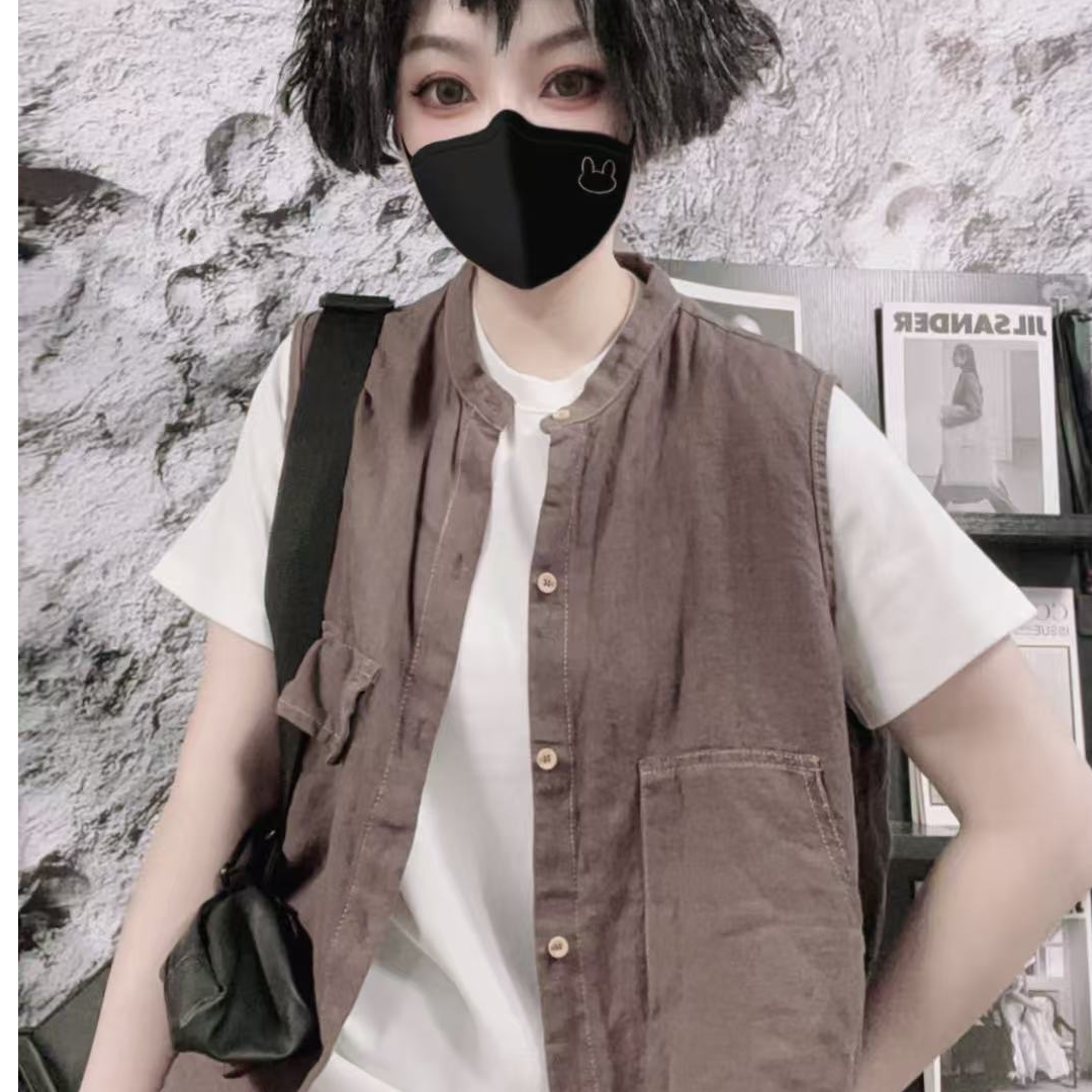 【佳老板】“275#夏款韩版时尚百搭亚麻马甲 