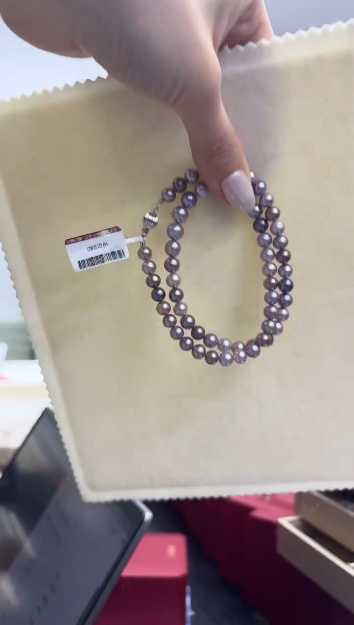 【闪购商品】淡水珍珠项链未镶嵌金属紫色全新新品