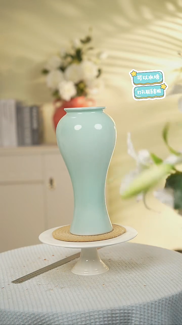 美人瓶景德镇高温陶瓷花瓶家居插花水培花瓶摆件