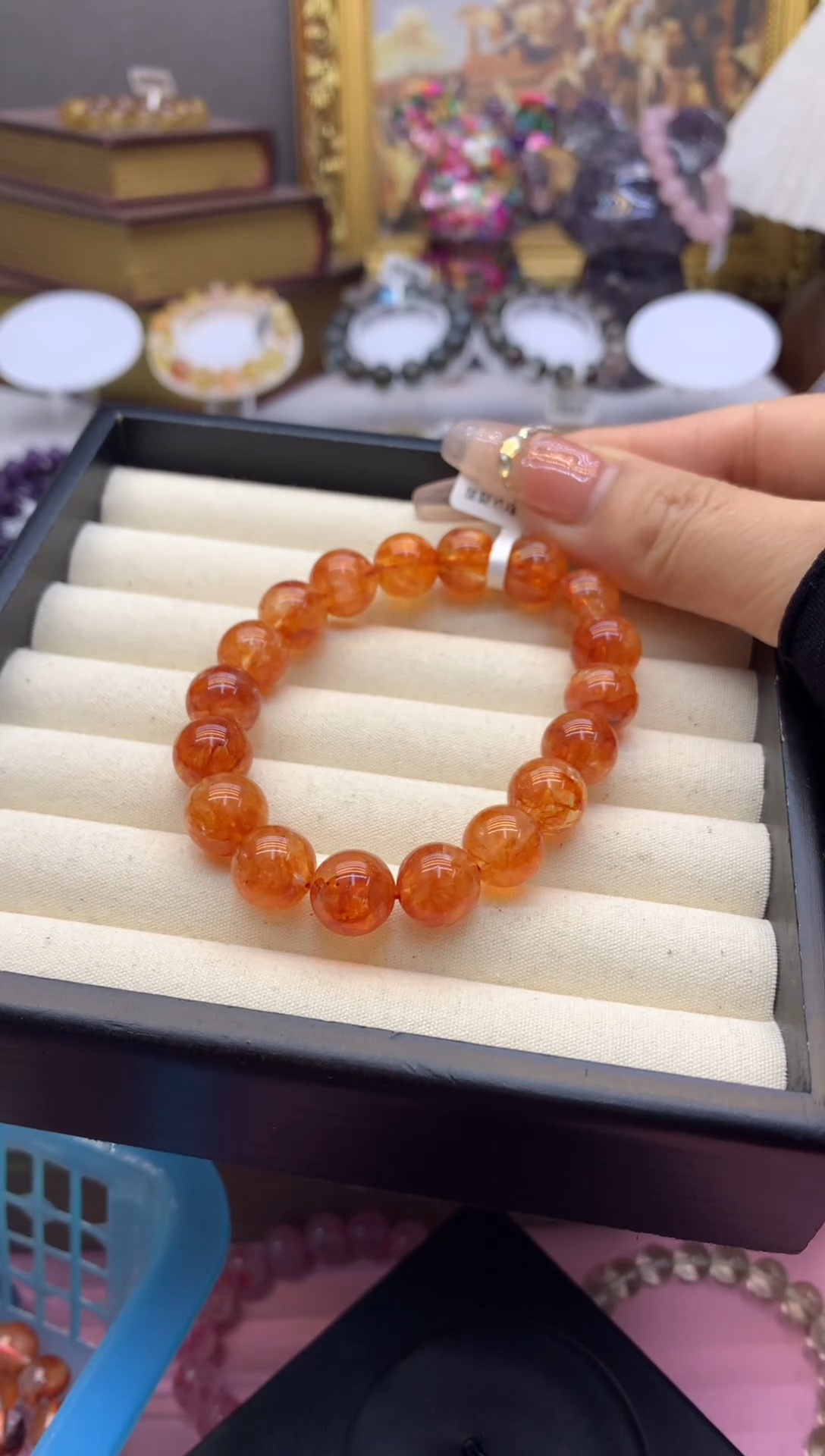 【闪购商品】水晶手串未镶嵌11+巴西老矿芬达橙胶花