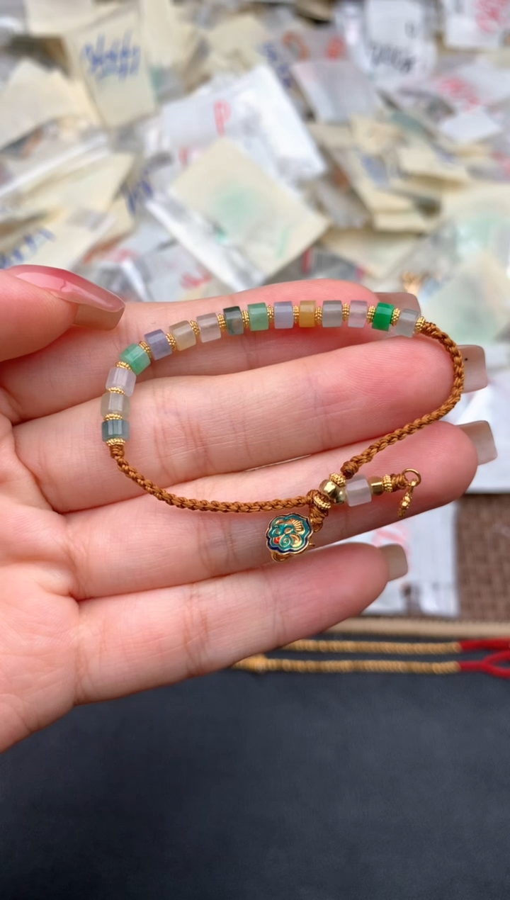 银S925镶嵌挂件翡翠一15手围