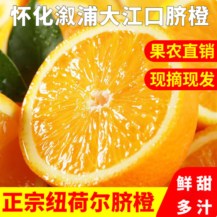 湖南溆浦大江口纽荷尔脐橙甜橙爆甜多汁橙香十足产地直发包邮到家