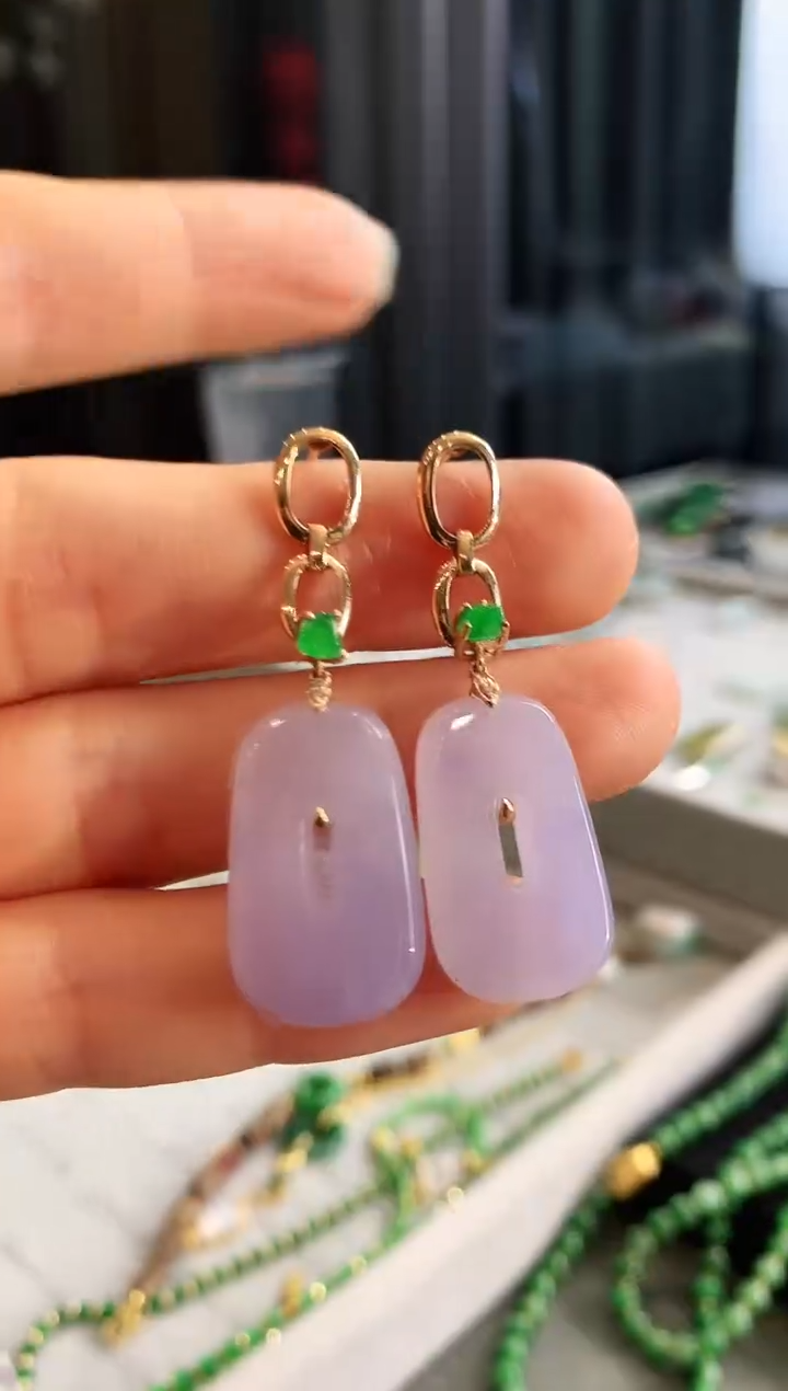 【闪购商品】翡翠耳饰18K金镶嵌耳饰