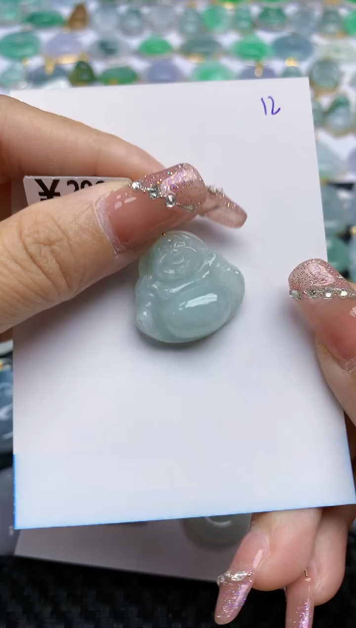 【闪购商品】翡翠颈饰18K金镶嵌天然A货翡翠 12