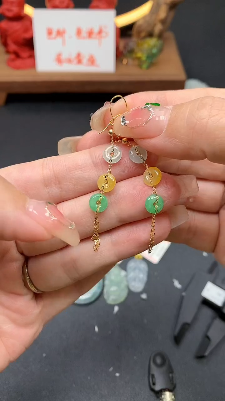 【闪购商品】翡翠耳饰18K金镶嵌MS155774