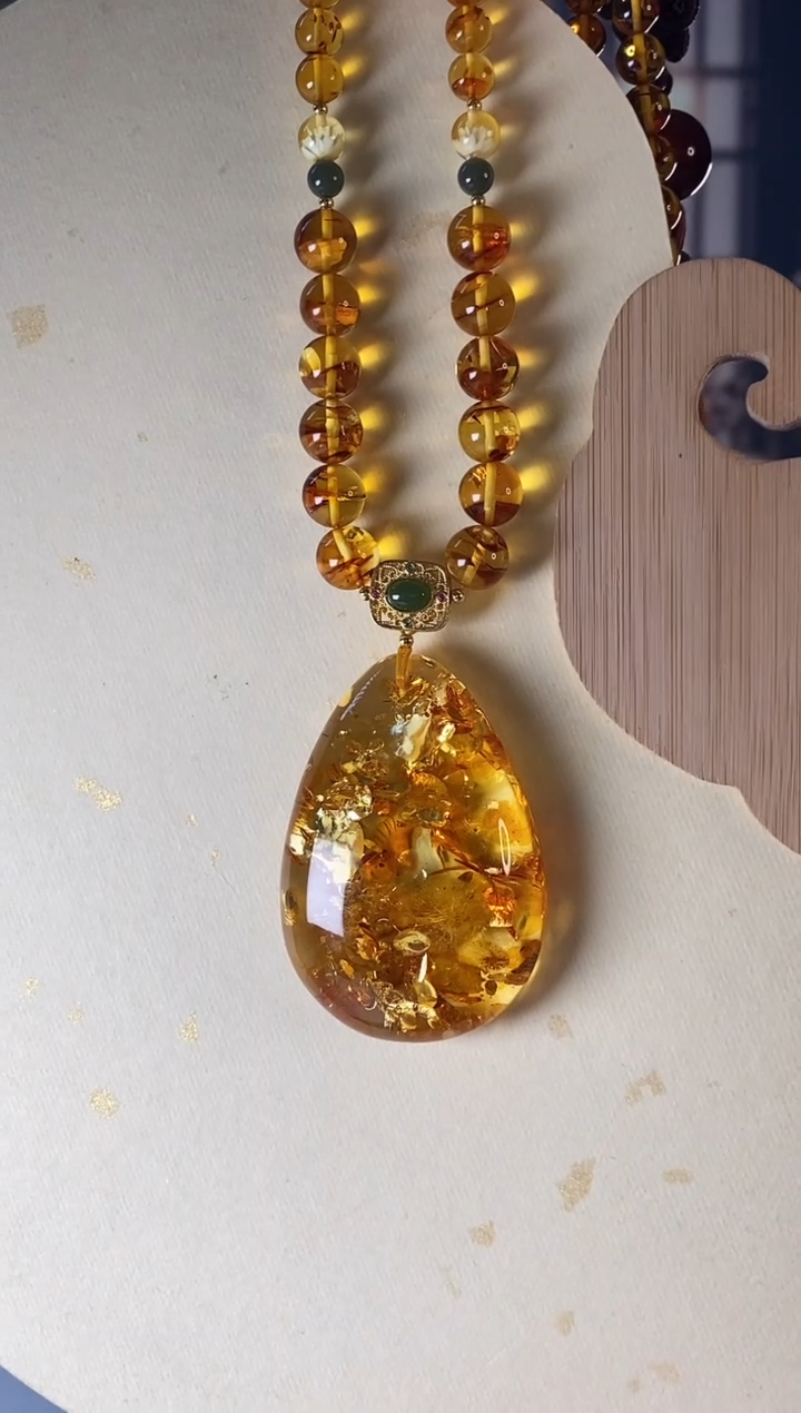 【闪购商品】琥珀颈饰未镶嵌花珀项链000000