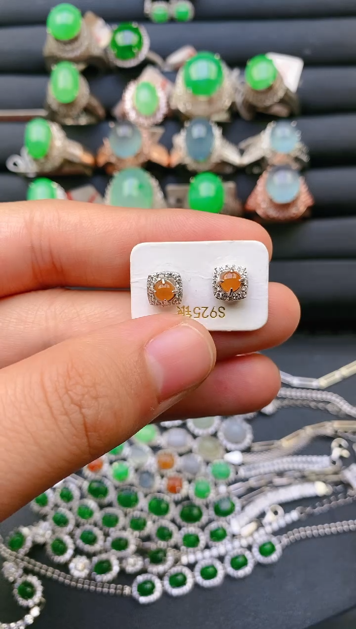 【闪购商品】翡翠戒指银S925镶嵌天然A货翡翠1