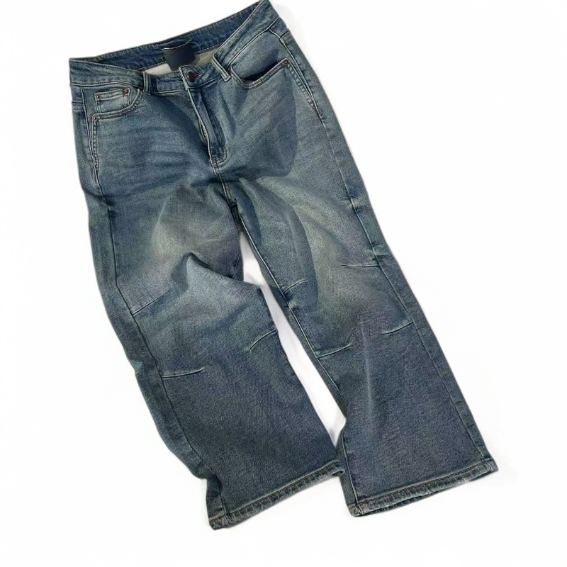 美式复古水洗猫须牛仔裤春夏款潮流直筒休闲长裤女款显瘦百搭时尚