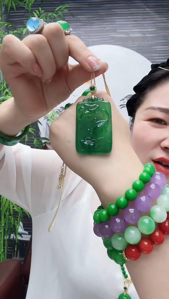 ?****?高货鱼戏荷花吊坠