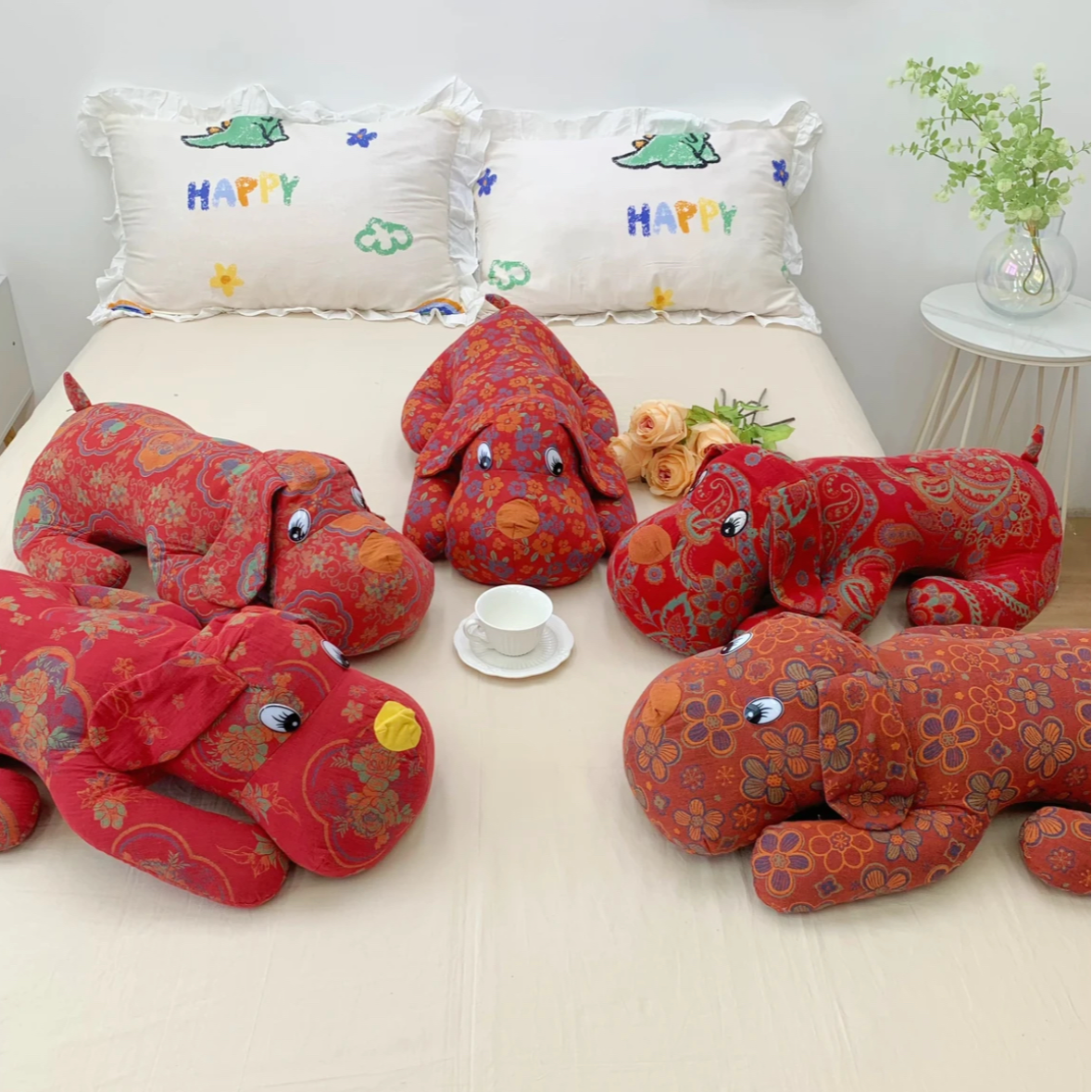 【迪曼罗兰】系列碎花双层纱玩偶--红趴趴狗 花型按顺序发-5