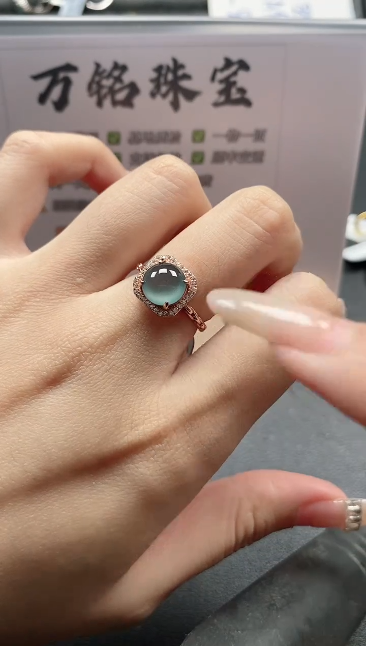 银S925镶嵌戒指翡翠51511