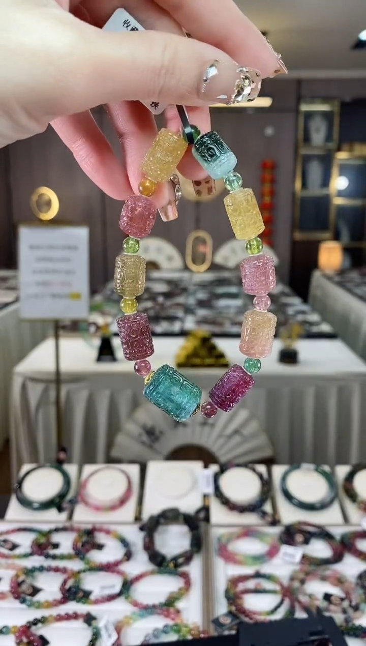 【闪购商品】碧玺桶珠单圈手串未镶嵌一物一证dan