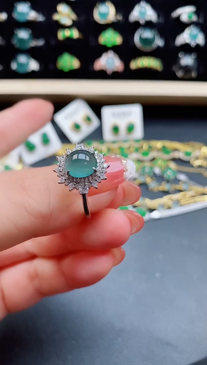 【闪购商品】翡翠戒指银S925镶嵌50850