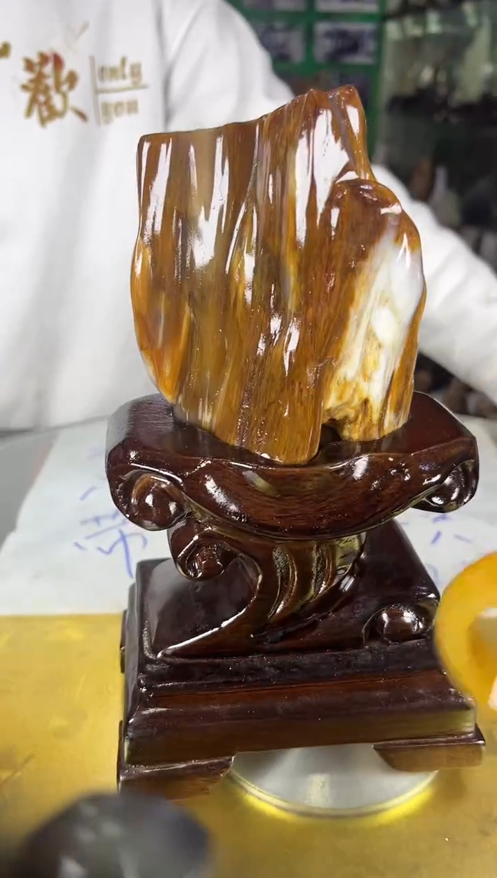 未镶嵌珠宝奇石硅化玉缅甸天然树化玉精品居家摆件