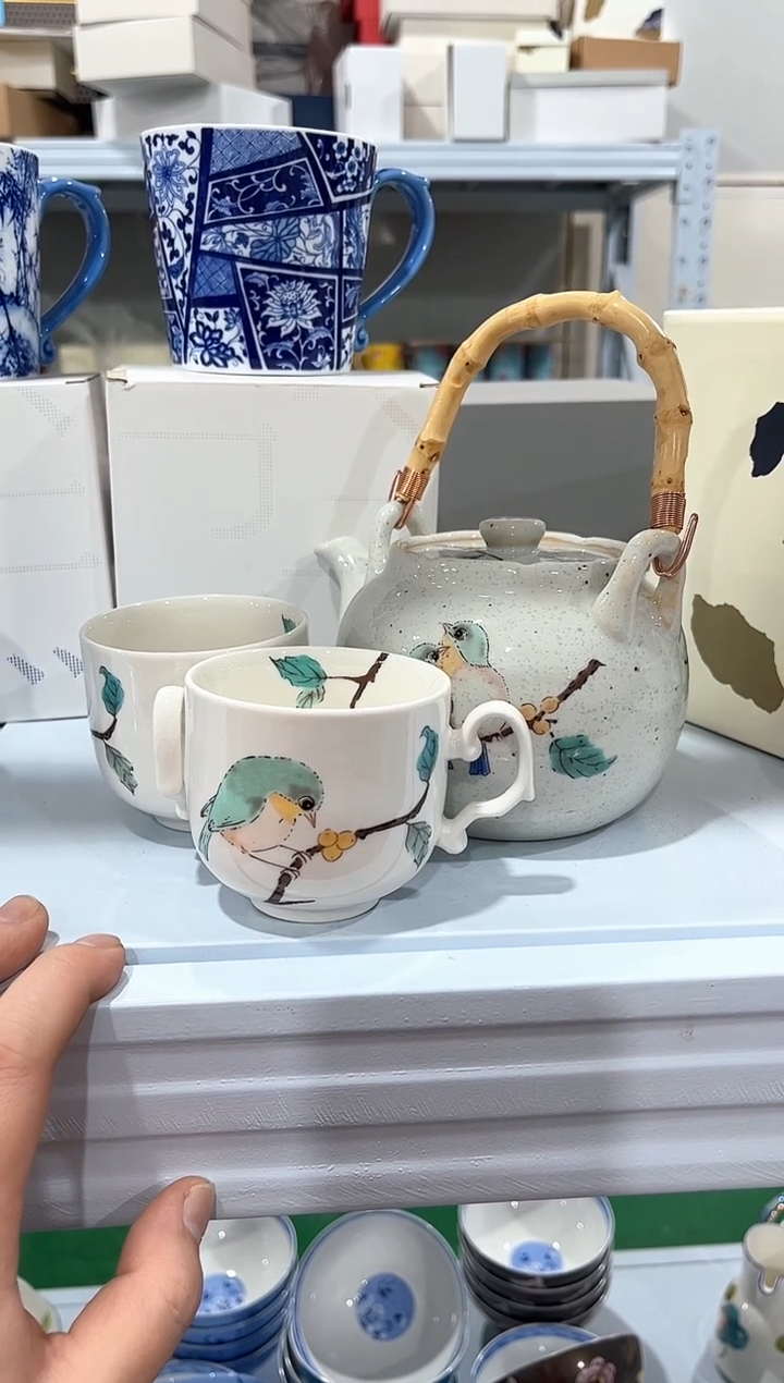 杯子骨瓷（简装）小鸟一壶两杯