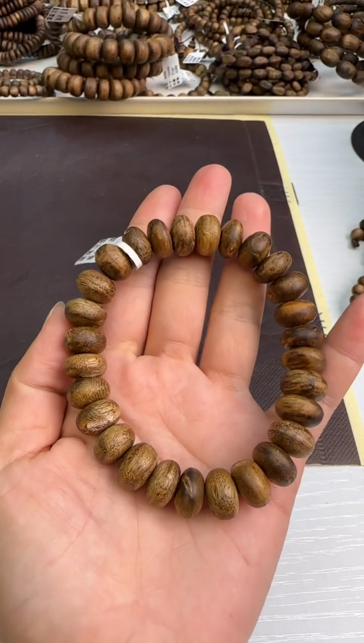 【闪购商品】沉香手串金丝油海南老白棋虫漏算盘珠12mm12g