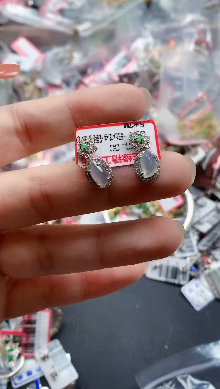 银S925镶嵌戒指翡翠天然A货缅甸翡翠