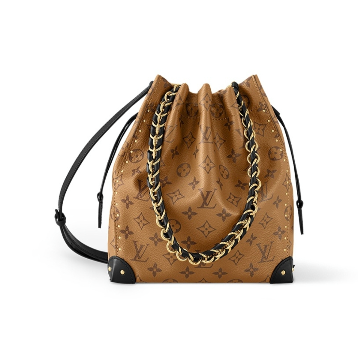 全新未使用 LouisVuitton/路易威登 小花黑黑Trunk NOÉ抽绳水桶包