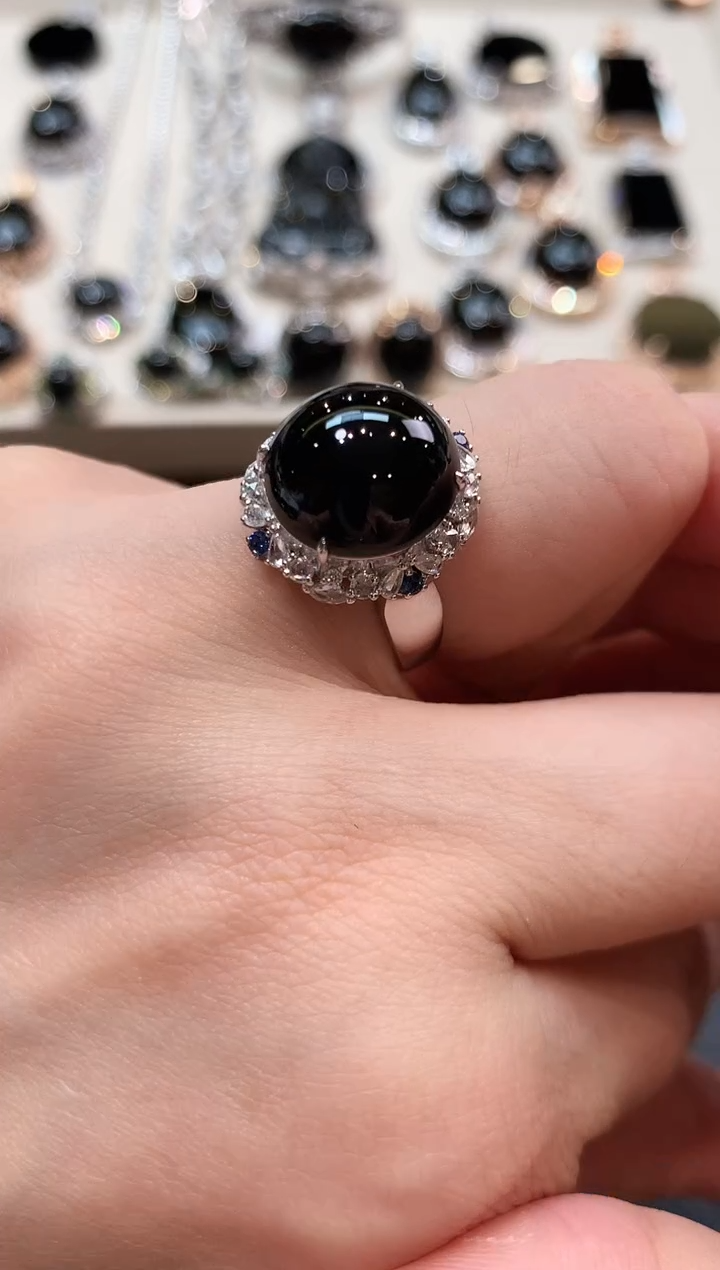 翡翠戒指18K金镶嵌m53春日珠宝