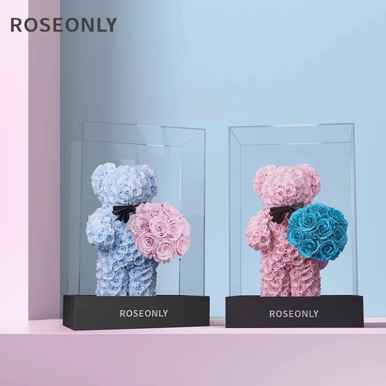  ROSEONLY诺誓高级定制告白熊永生玫瑰熊情人节送女友