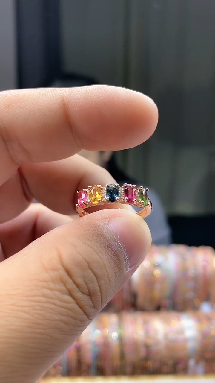 【闪购商品】碧玺戒指银S925镶嵌3453453543453