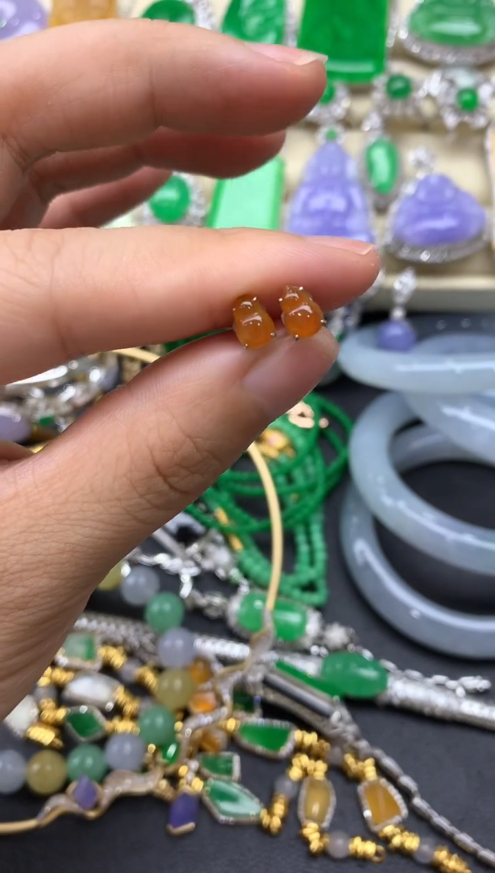 【闪购商品】翡翠耳饰18K金镶嵌264-中国好珍宝