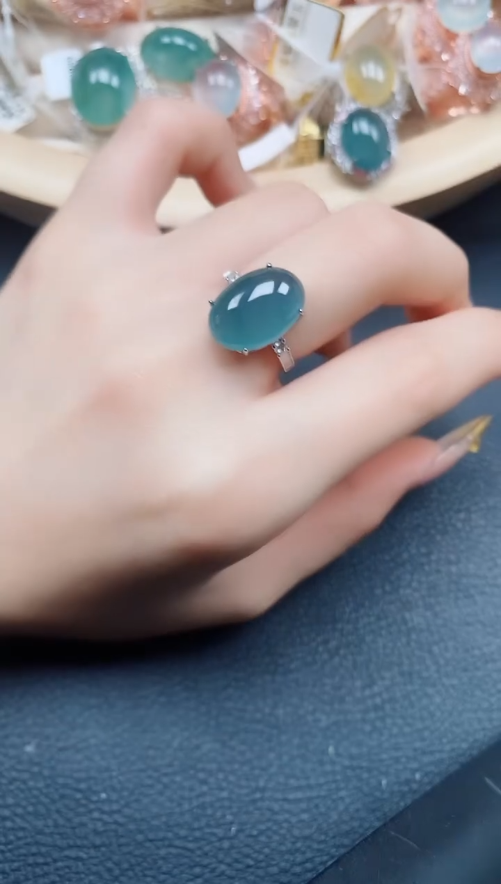 【闪购商品】翡翠戒指银S925镶嵌翡翠