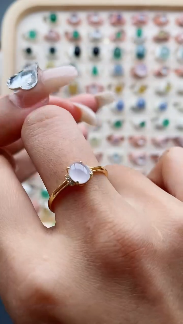 【闪购商品】翡翠戒指银S925镶嵌缅甸天然A货翡翠111  6+2