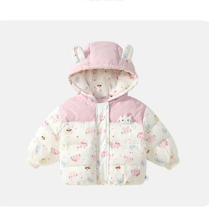 女宝加厚棉服2025冬季新款棉袄女童连帽夹棉外套保暖宝宝上衣童装