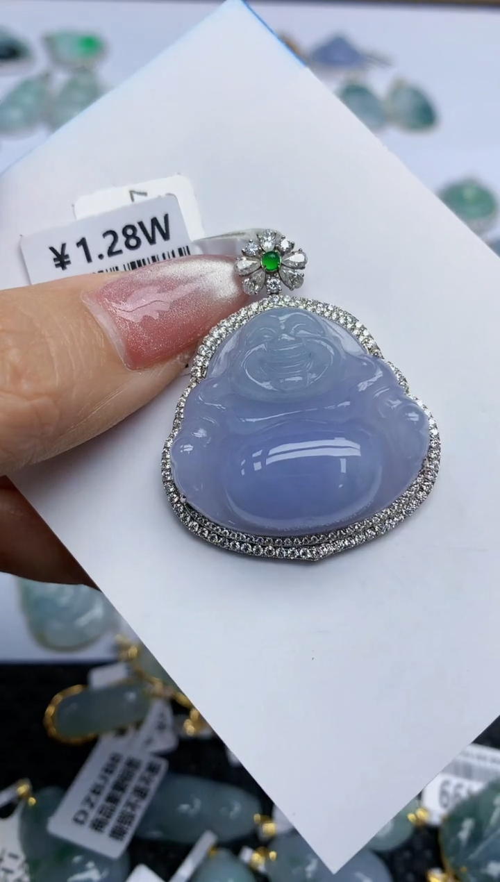 【闪购商品】翡翠挂件18K金镶嵌天然翡翠A货