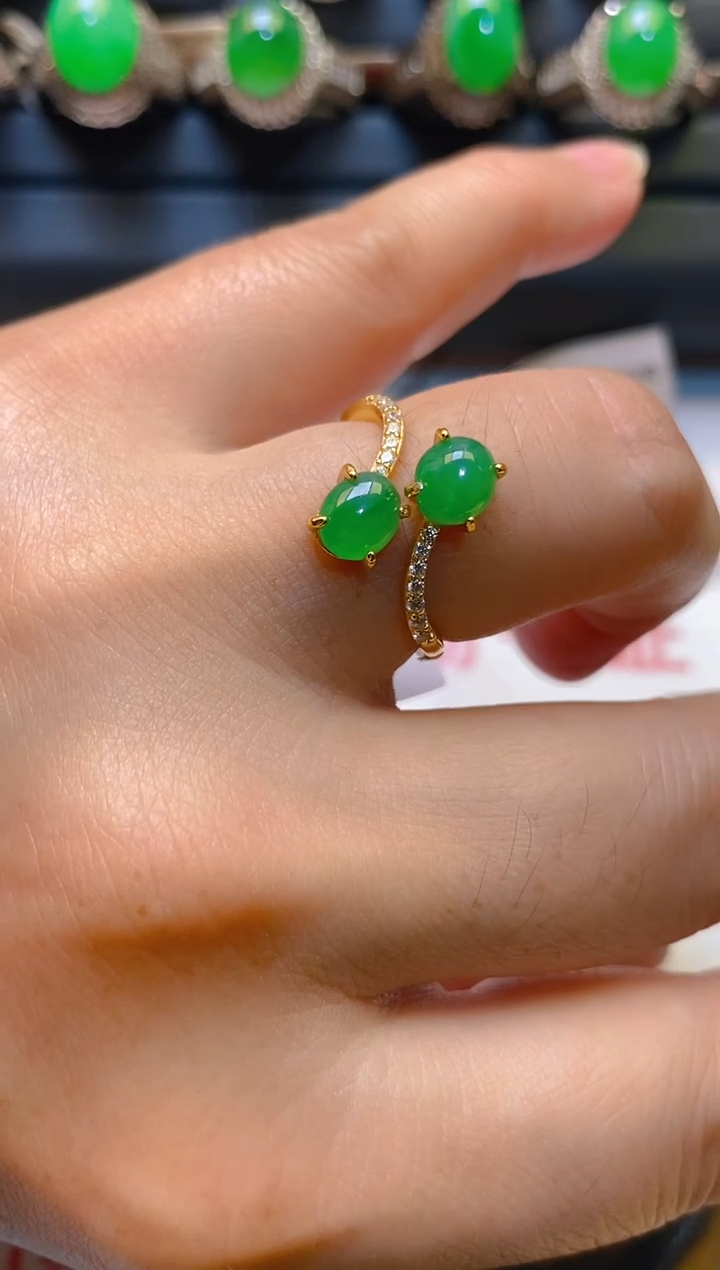 【闪购商品】翡翠耳饰银S925镶嵌天然A货翡翠1